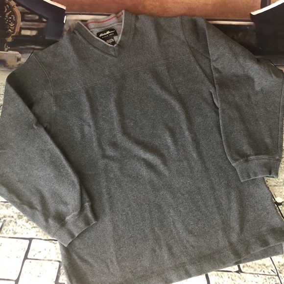 Eddie Bauer Gray V-Neck Sweater - Picture 1 of 3